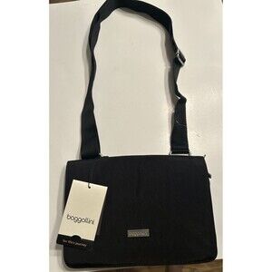 Baggallini Black Nylon Crossbody Shoulder Bag Accordion 3 Compartment Zip Purse